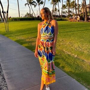 Vibrant Multicolor Halter Two Piece Set